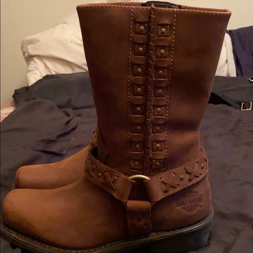 Brown Harley Davidson Boots. Genuine Leather